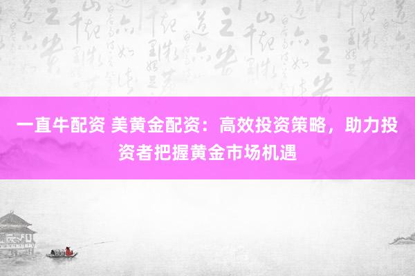 一直牛配资 美黄金配资：高效投资策略，助力投资者把握黄金市场机遇
