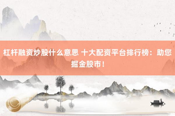 杠杆融资炒股什么意思 十大配资平台排行榜：助您掘金股市！